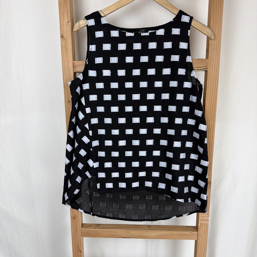 NWT Liv by Habitat Clothes Tank High-Low Hem Black/White Small #0756